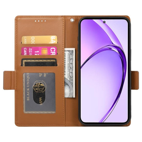 Чехол-книжка Side Buckle Magnetic Frosted Leather для Realme 13+ - коричневый
