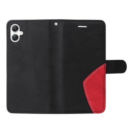 Чохол-книжка Dual-color Splicing Flip Leather на Samsung Galaxy A07 5G -чорно-червоний