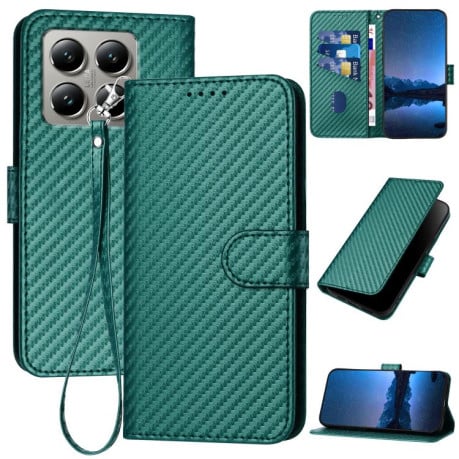 Чехол-книжка Carbon Fiber Texture на Xiaomi 15T Pro 5G - зеленый