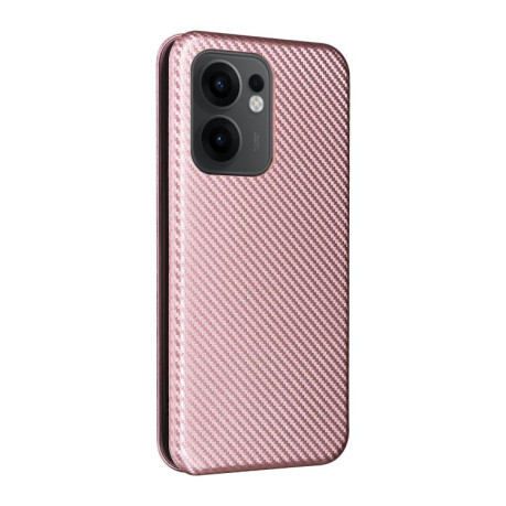 Чохол-книжка Carbon Fiber Texture на OPPO Reno13 F/Reno13 FS - рожевий