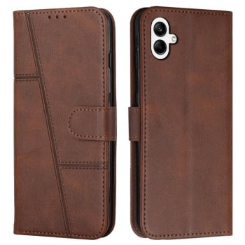 Чехол-книжка со строчкой и фактурой Calf с магнитным хлястиком на Samsung Galaxy A07 4G - коричневый