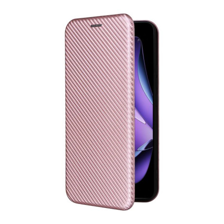 Чохол-книжка Carbon Fiber Texture на OPPO Reno13 F/Reno13 FS - рожевий