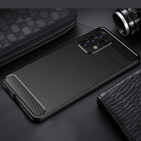 Чехол Brushed Texture Carbon Fiber на Samsung Galaxy A73 5G - синий