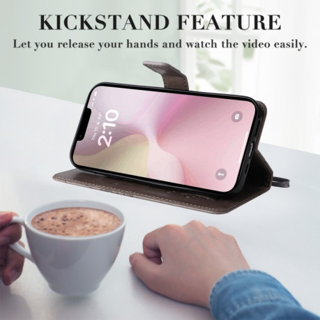 Чехол-книжка Embossed Butterfly для iPhone 16e - серый