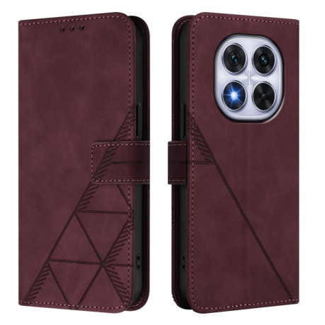 Чохол-книжка Crossbody 3D Embossed Flip Leather на Xiaomi Poco X7 - винно-червоний
