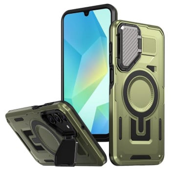 Противоударный чехол Shield Frame Holder MagSafe для Samsung Galaxy A16 5G - темно-зеленый