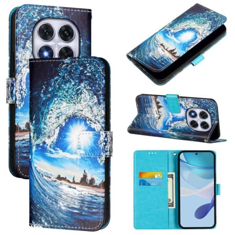 Чехол-книжка Colored Drawing Pattern Plain Weave Leather для Xiaomi Redmi Note 14 Pro 4G - разноцветный