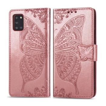 Чехол-книжка Butterfly Love Flower Embossed на Samsung Galaxy A31 - розовое золото