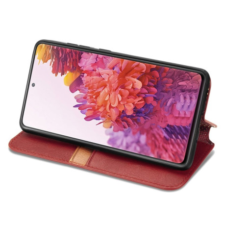 Чехол-книжка Cubic Grid на Samsung Galaxy S20 FE - красный