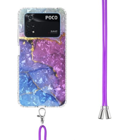 Противоударный чехол 2.0mm Airbag для Xiaomi Poco M4 Pro 4G - Blue Purple Marble