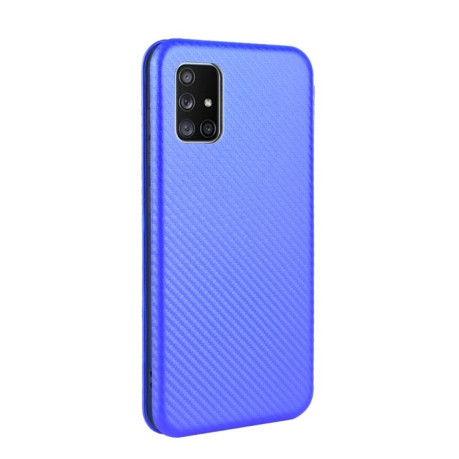 Чохол-книжка Carbon Fiber Texture на Samsung Galaxy M51 - синій