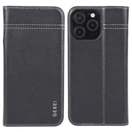 Чохол протиударний GEBEI Top-grain Horizontal Flip Leather для iPhone 16 Pro Max - чорний