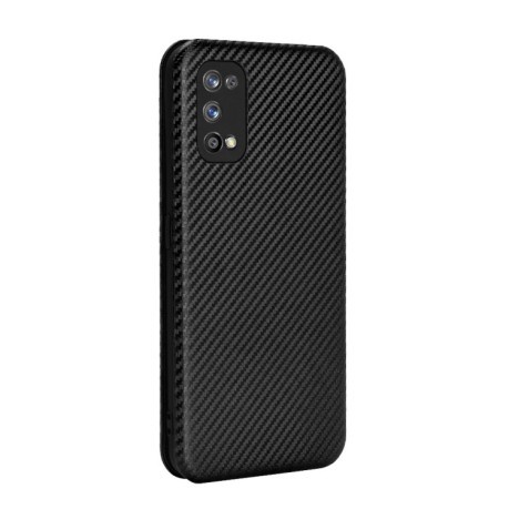 Чехол-книжка Carbon Fiber Texture на Realme 7 Pro - черный
