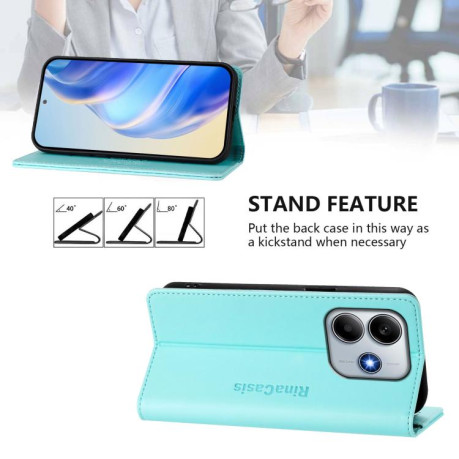 Чехол-книжка RC01 Dual-Folded Magnetic Suction RFID Leather на Xiaomi Poco M7 Pro 5G - зеленый