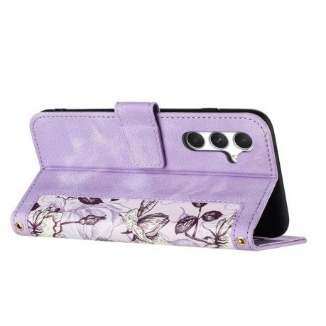 Чехол-книжка Floral Pattern Leather для Samsung Galaxy A56 5G - фиолетовый