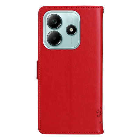 Чехол-книжка Happy Cat Pattern для Xiaomi Redmi Note 14 5G/Poco M7 Pro 5G - красный