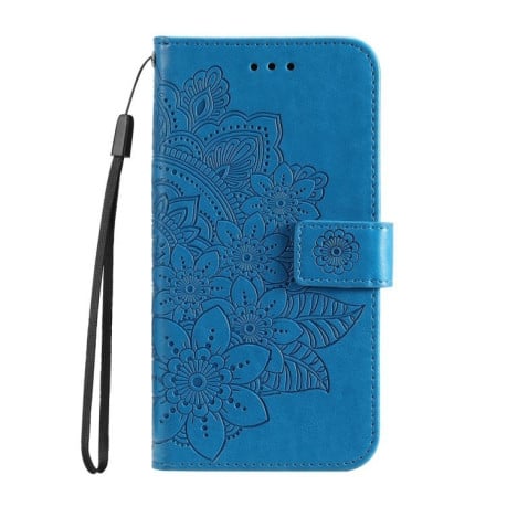 Чехол-книжка 7-petal Flowers Embossing для Samsung Galaxy S24 FE 5G - синий