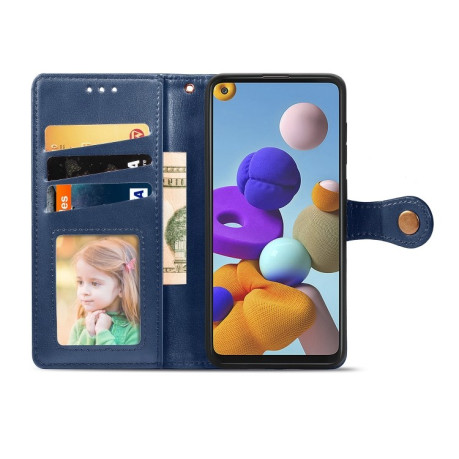 Чохол-книжка Retro Solid Color на Samsung Galaxy A21S - синій