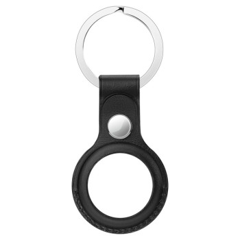 Кожаный брелок с кольцом для AirTag - черный