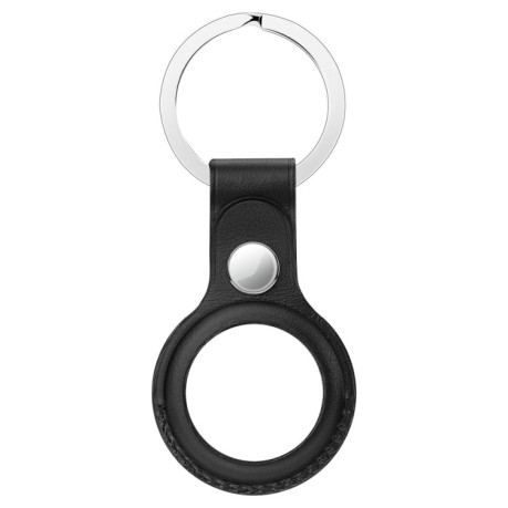 Кожаный брелок с кольцом для AirTag - черный
