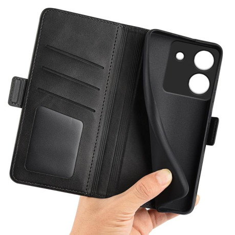Чехол-книжка Dual-side Magnetic Buckle для Xiaomi Poco M7 Pro 5G - черный