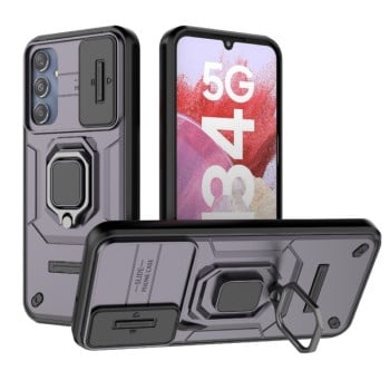 Противоударный чехол Sliding Camshield для Samsung Galaxy M34 5G - фиолетовый