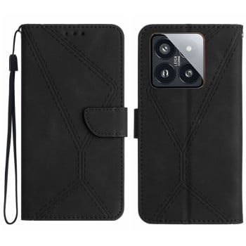 Чохол-книжка Stitching Embossed Leather For Xiaomi 14 - чорний