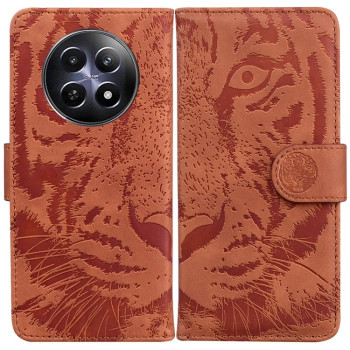 Чехол-книжка Tiger Embossing для Realme 13 5G/12 5G/12X 5G - коричневый