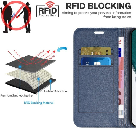 Чехол-книжка RFID Diamond Lattice для iPhone 14/13 - синий