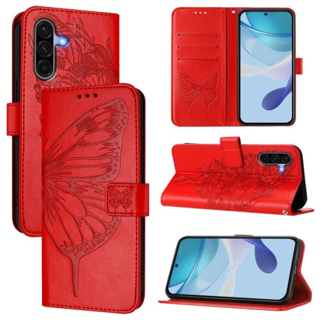 Чехол-книжка Embossed Butterfly для Samsung Galaxy A56 5G - красный