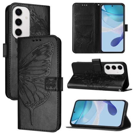 Чехол-книжка Embossed Butterfly для Samsung Galaxy S24 FE 5G - черный