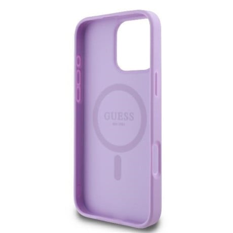 Оригинальный чехол Guess Saffiano Peony Classic Logo MagSafe iPhone 16e - Purple