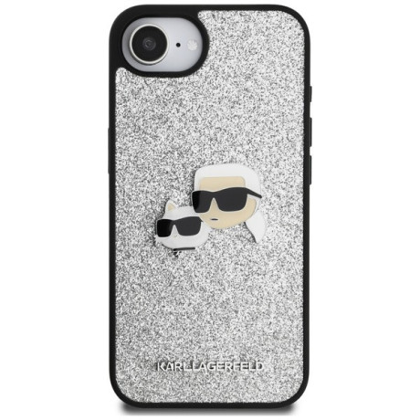 Оригинальный чехол Karl Lagerfeld Fixed Glitter Ikonik Metal Pin для iPhone 16e - black