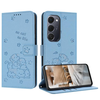 Чехол-книжка Embossed Kitten Phone Leather на Tecno Spark 40 Pro+ 4G — синий
