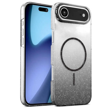 Противоударный чехол Gold Diamond Glitter Gradient MagSafe Shockproof для iPhone Air - черный