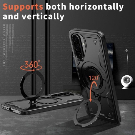 Противоударный чехол MagSafe Holder Armor PC Hybrid для Samsung Galaxy A56 5G - черный