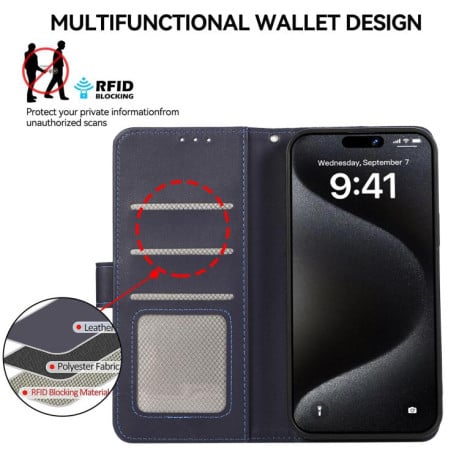 Чохол-книжка ABEEL з фактурою Delicate захистом від сканування RFID на Samsung Galaxy S25 FE 5G - синій