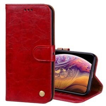 Кожаный чехол-книжка Business Style Oil Wax Texture на iPhone XS Max- красный