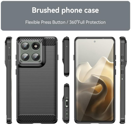 Противоударный чехол Brushed Texture Carbon Fiber на Motorola Edge 60 Pro - черный