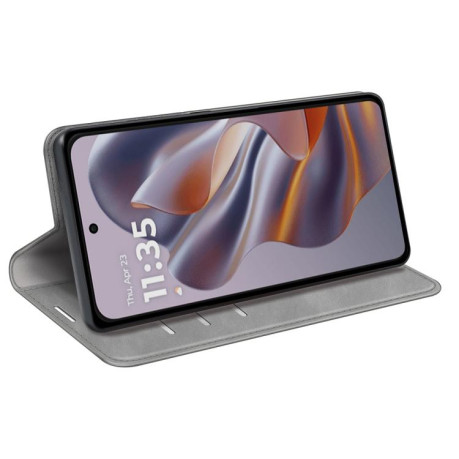 Чехол-книжка Retro Skin Feel Business Magnetic на Motorola Moto Edge 50 Neo 5G - серый