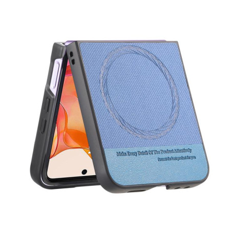 Чехол Twill Fabric Leather Skin Magnetic для Motorola Razr 60 Ultra - синій