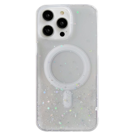 Прозрачный чехол Classic Hybrid  MagSafe Glitter для iPhone 15 Plus - белый