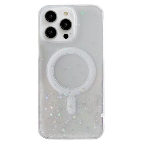 Прозрачный чехол Classic Hybrid  MagSafe Glitter для iPhone 15 Pro - белый