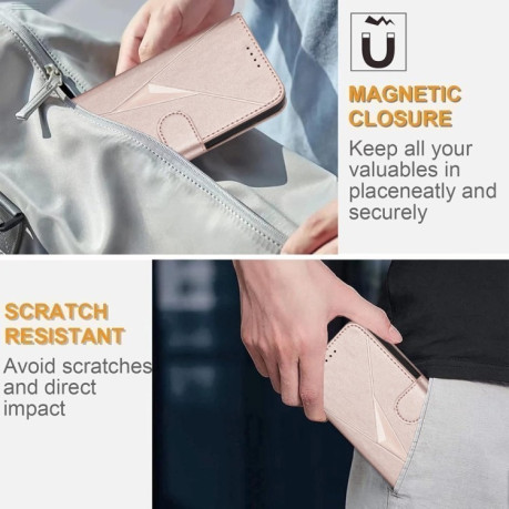 Чехол-книжка Triangle Pattern Buckle Clasp Leather на Infinix Note 40 4G - розовое золото