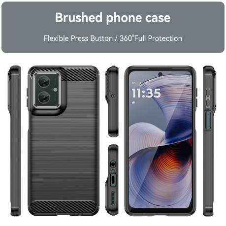 Протиударний чохол Brushed Texture Carbon Fiber на Motorola Moto G55 5G - чорний