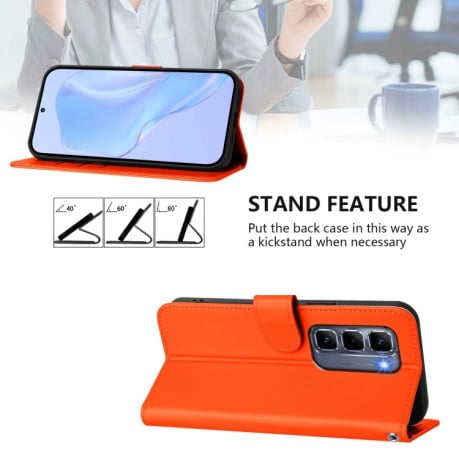Чехол-книжка Skin Feel Solid Color Leather для Infinix Hot 50 Pro+ - оранжевый