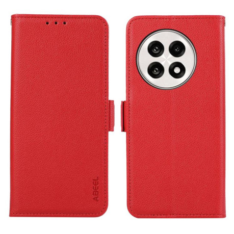 Шкіряний чохол-книжка KHAZNEH Genuine Leather RFID для OnePlus 13R/Ace 5/Ace 5 Pro - червоний