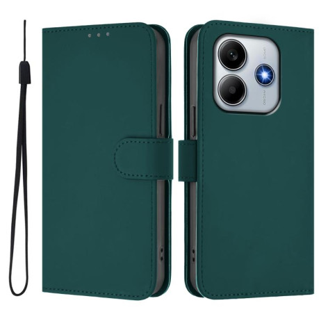 Чехол-книжка Skin Feel Solid Color Leather для Xiaomi Poco M7 Pro 5G - зеленый