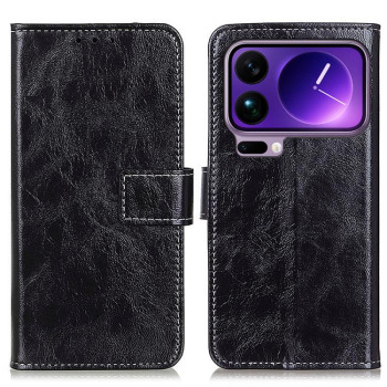 Чехол-книжка Magnetic Retro Crazy Horse Texture на Xiaomi 17 Pro Max — чёрный
