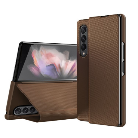 Чехол-книжка Kevlar Texture для Samsung Galaxy Fold4 - коричневый